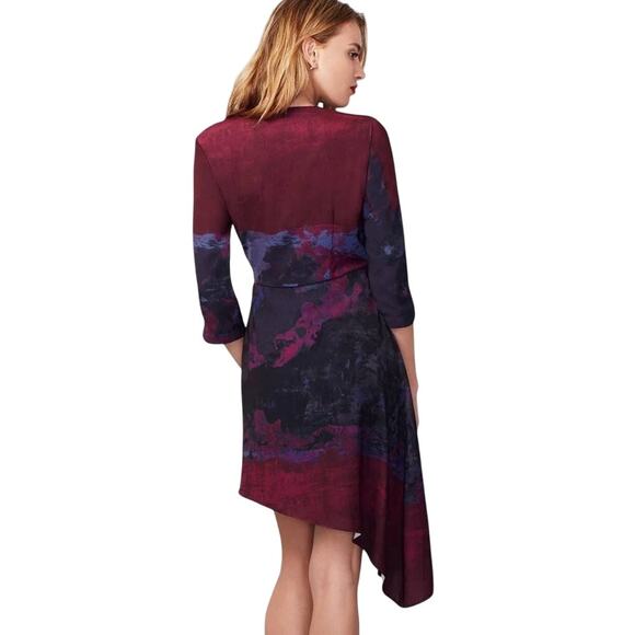 Women’s Size 6 Rachel Roy Asymmetrical Hem Dress Burgundy Navy NWT - Picture 4 of 4